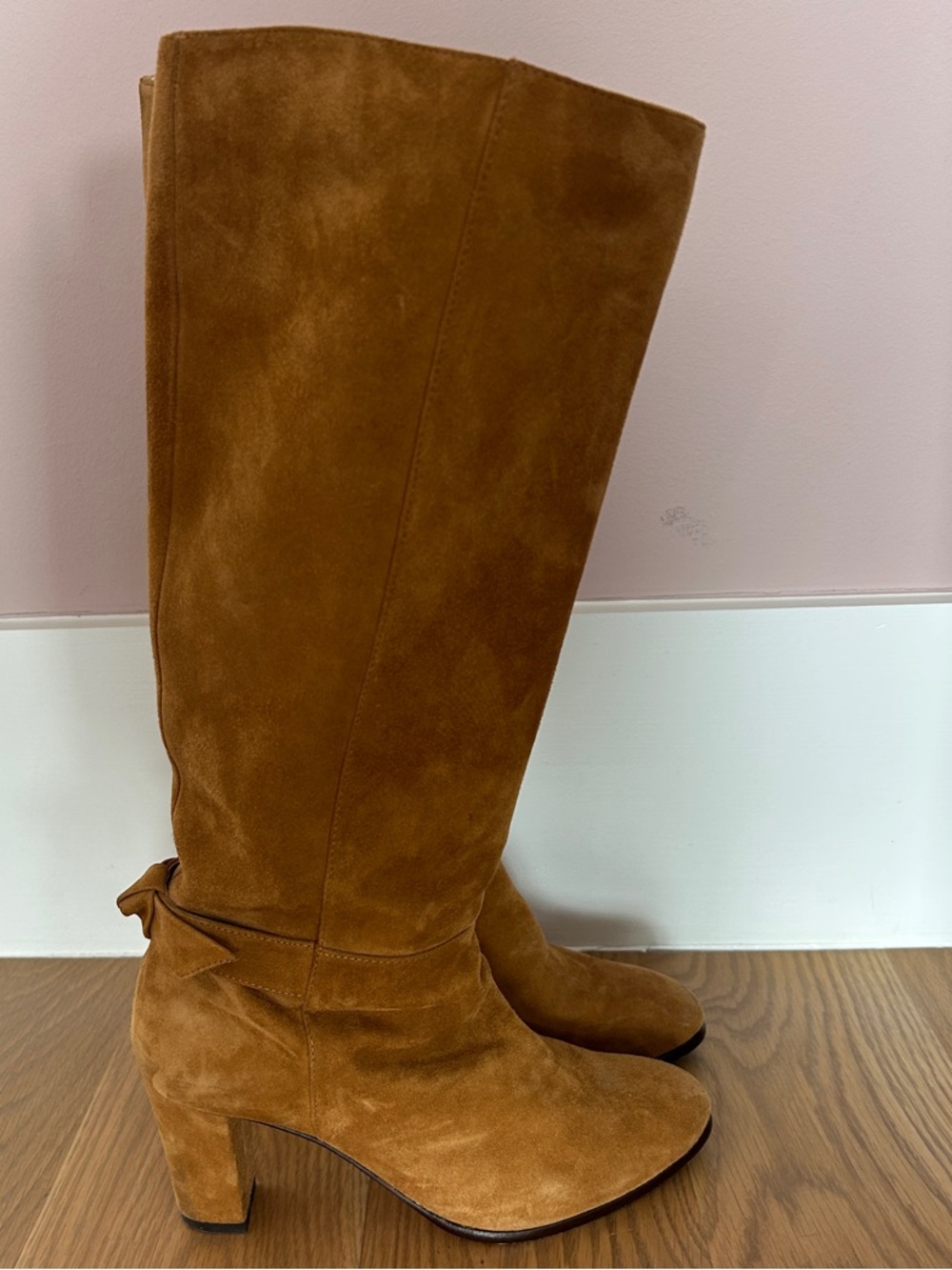 Alexandre Birman Tall Suede Heel Boots - Camel Tan size 35
